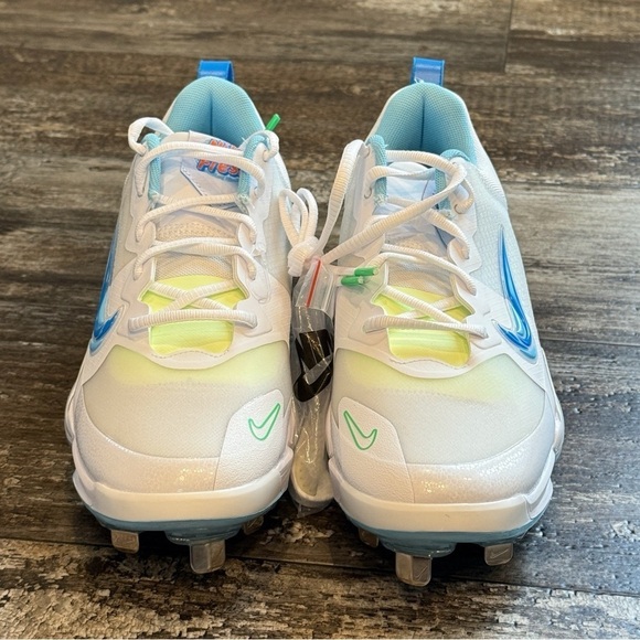 Nike Force Trout 9 Pro Cleats White Volt Aquarius Blue Men Size 7 FQ7941-100 NEW - Picture 2 of 14